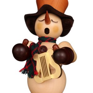 Räuchermann Schneemann mit Leier natur