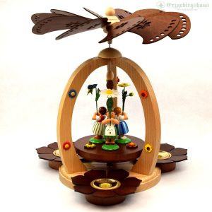 Frühlingspyramide natur mit 3 Blumenkindern