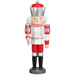 Nussknacker König weiß-silber-rot, 40cm