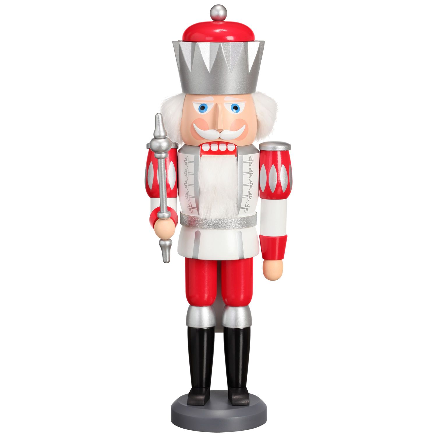 Nussknacker König weiß-silber-rot, 40cm