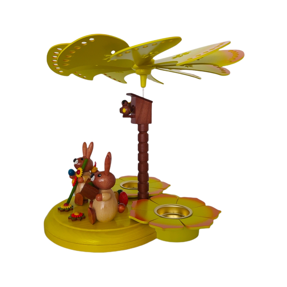 Osterpyramide Hasen mit Buch und Wanderstock, bunt – Bild 2