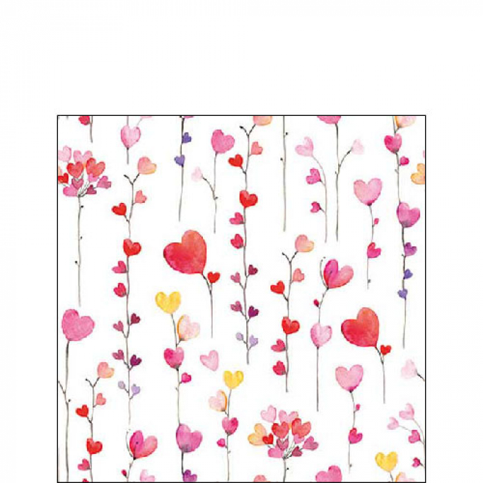 Cocktailservietten mit Herzgirlanden – Napkin 25 Hearts garlands FSC Mix