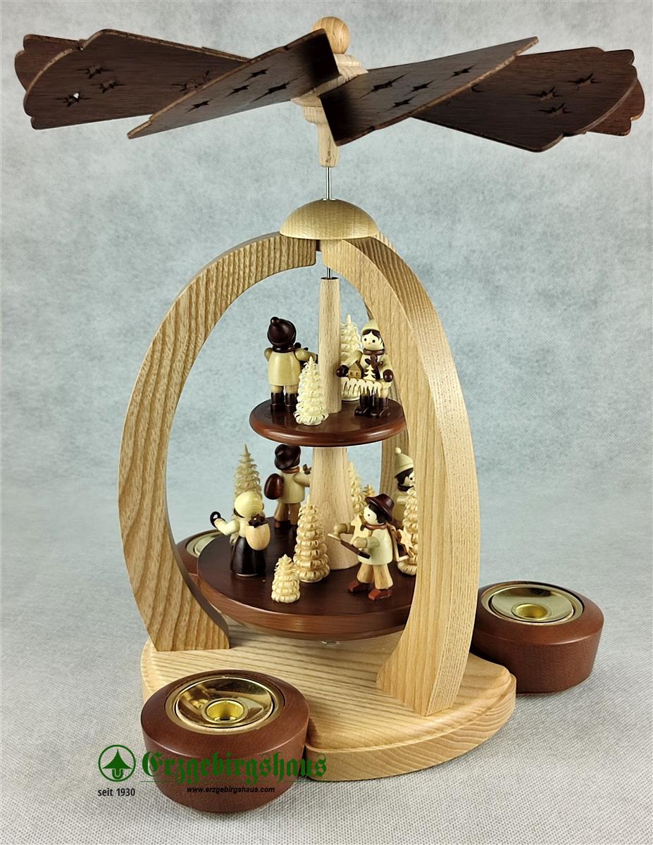 Pyramide Händler doppelstöckig mit Teelicht und Kerze – Bild 3