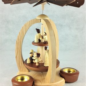 Pyramide Händler doppelstöckig mit Teelicht und Kerze