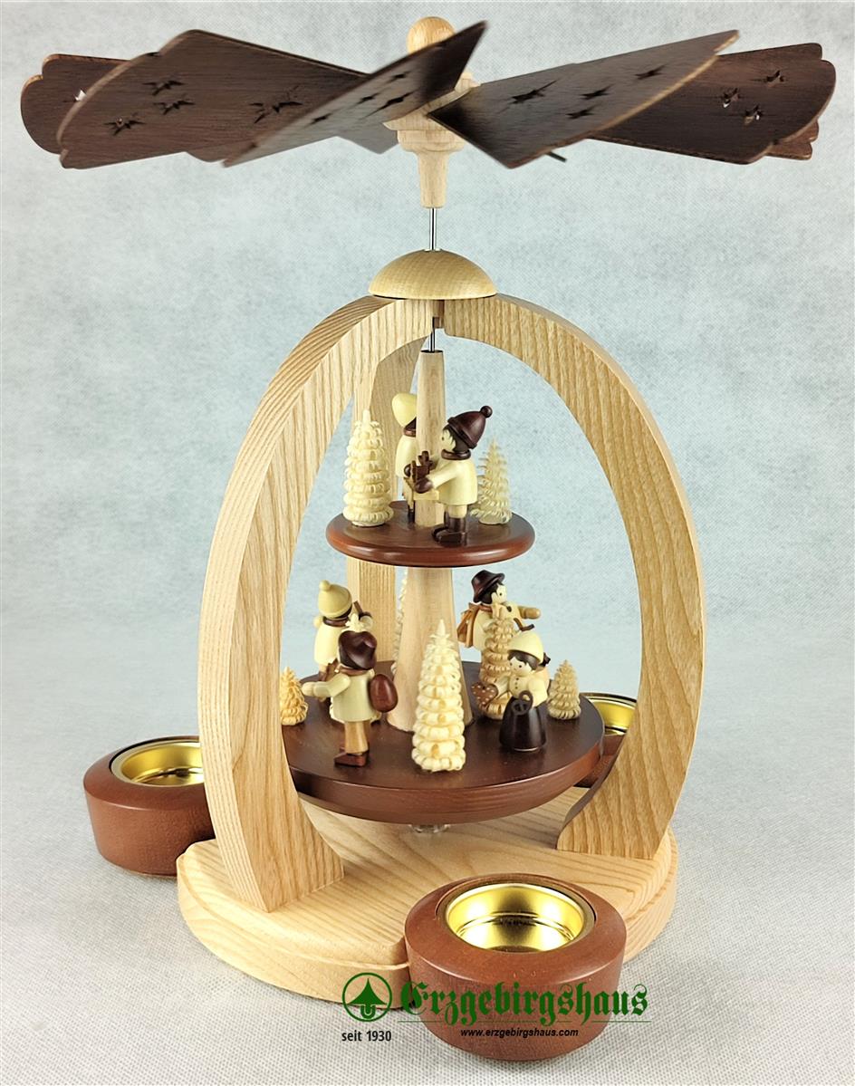 Pyramide Händler doppelstöckig mit Teelicht und Kerze – Bild 2