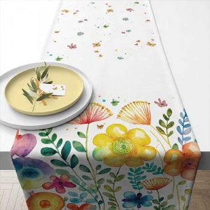 Tischläufer Blüten 40×150 cm – Table runner 40×150 cm Vibrant spring white
