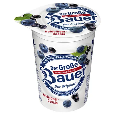 Bauer, Fruchtjoghurt, Heidelbeere, 3,5 % Fett, 250 g Becher