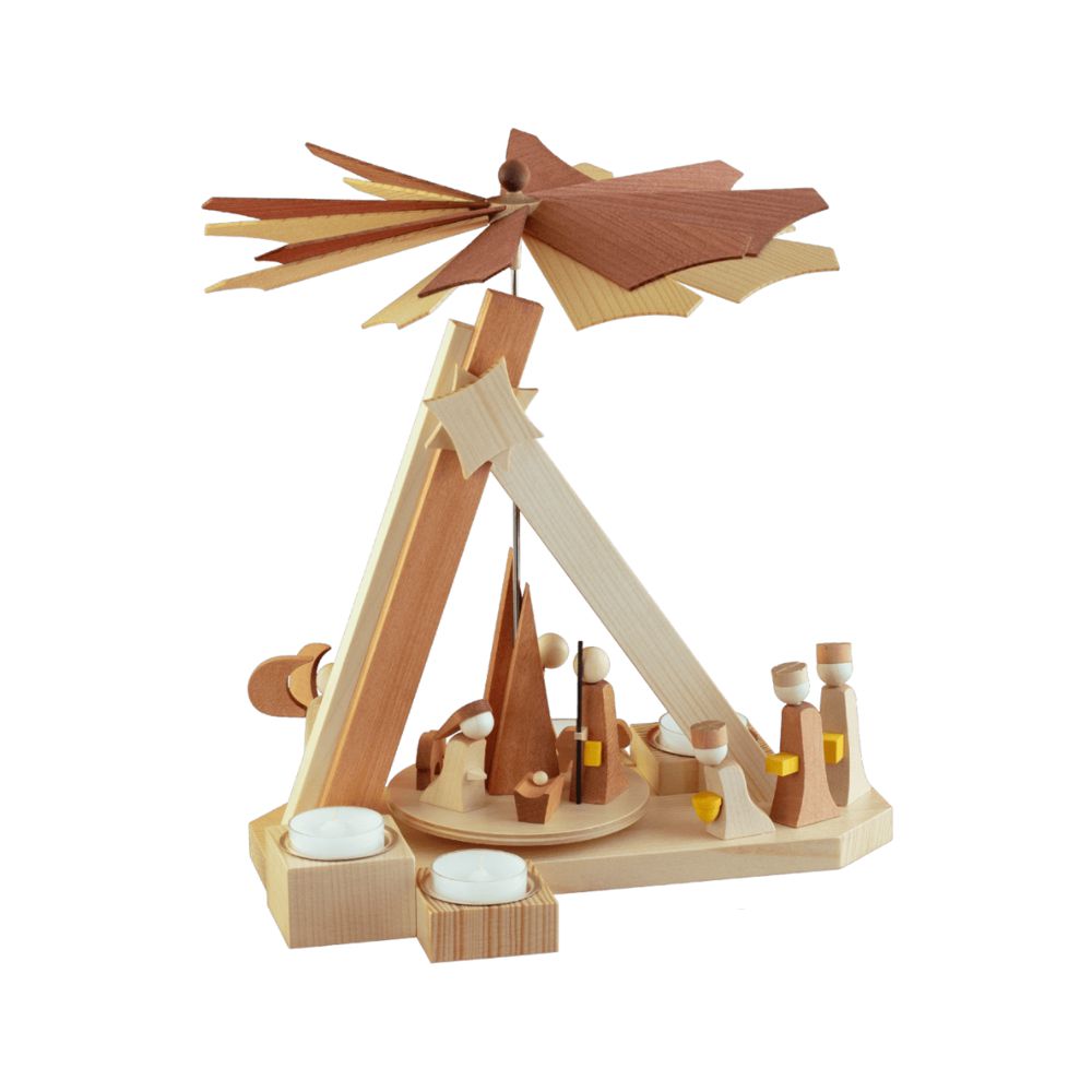 Moderne Teelichtpyramide Weihnachtsgeschichte, natur