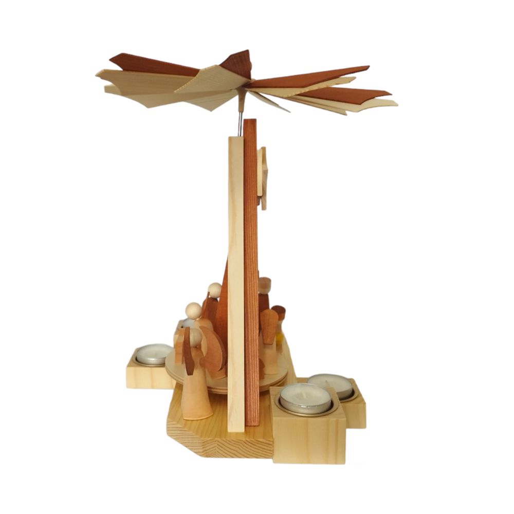 Moderne Teelichtpyramide Weihnachtsgeschichte, natur – Bild 6