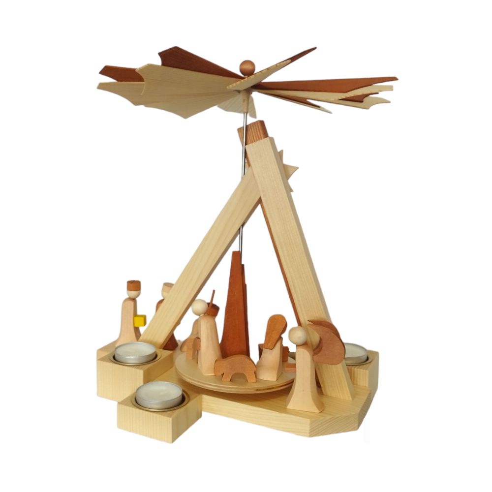 Moderne Teelichtpyramide Weihnachtsgeschichte, natur – Bild 7