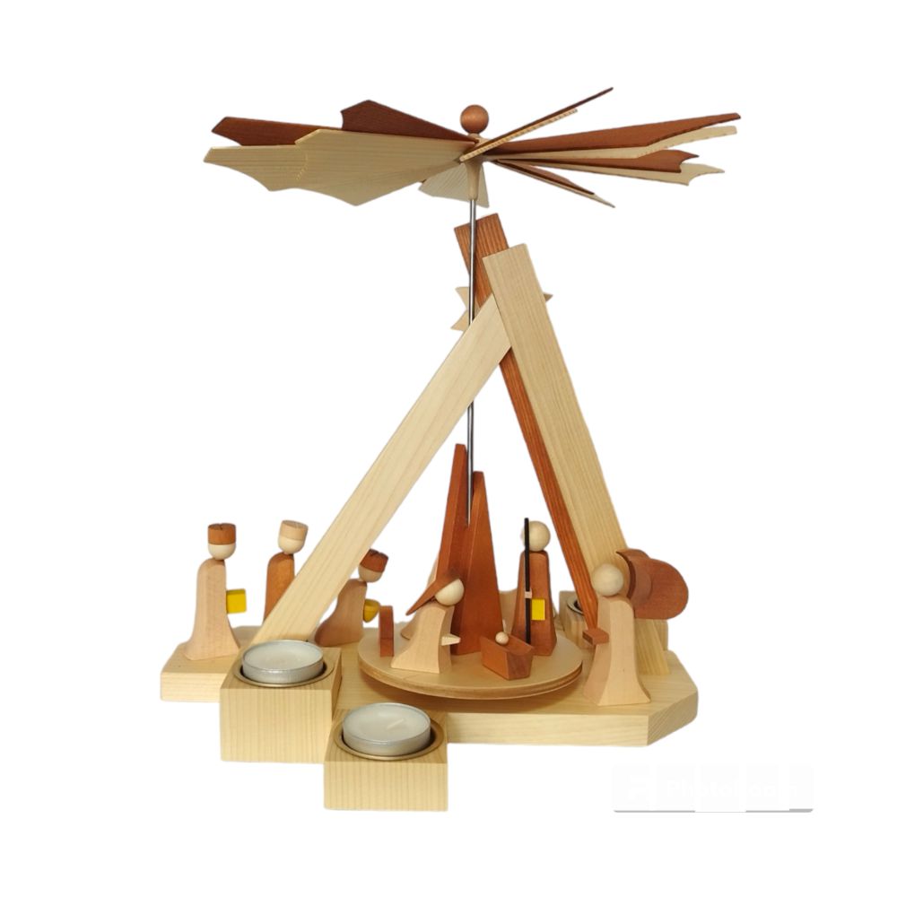 Moderne Teelichtpyramide Weihnachtsgeschichte, natur – Bild 8