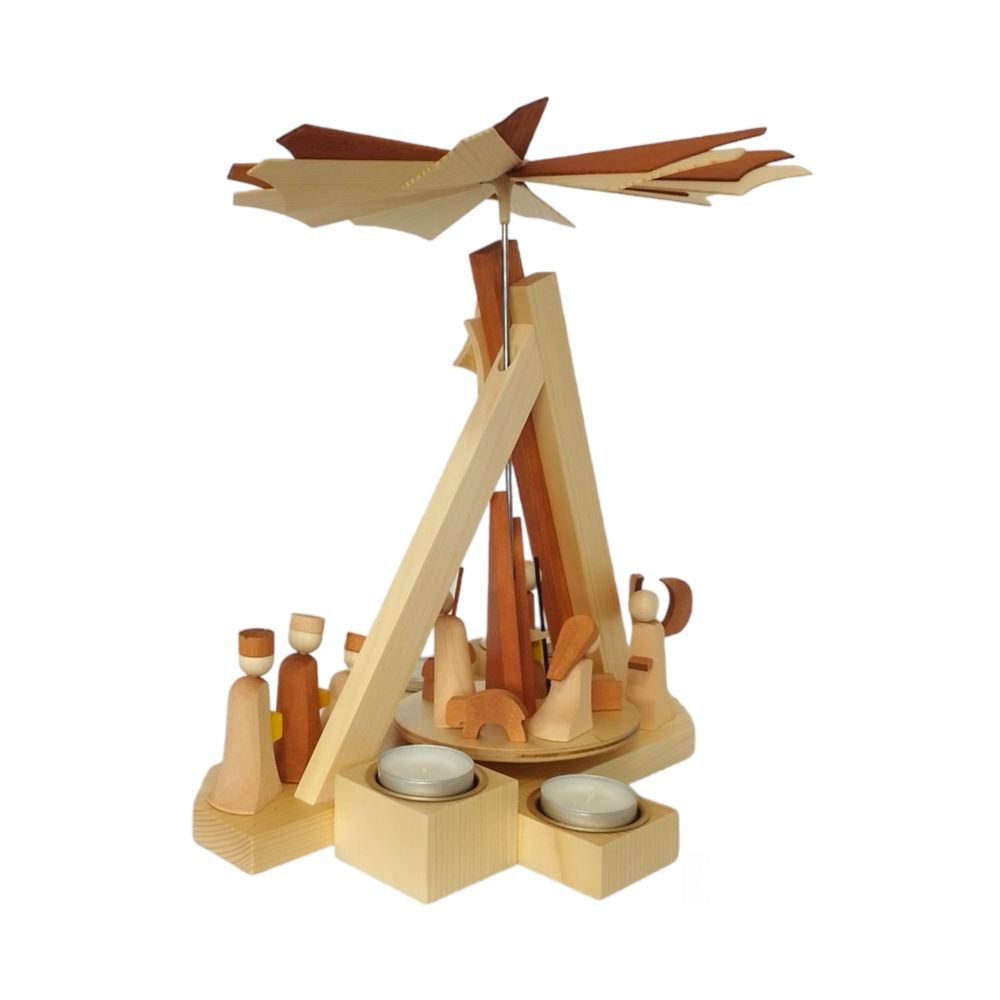 Moderne Teelichtpyramide Weihnachtsgeschichte, natur – Bild 9