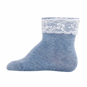 Ewers Socken mit Spitze Blau Gr. 17-18