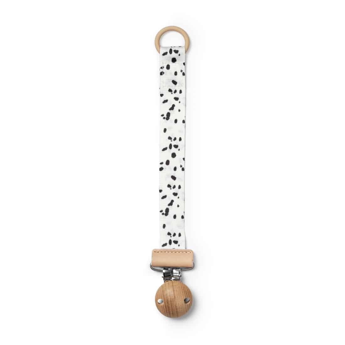 Schnullerband mit Holzdetail, Dalmatian Dots
