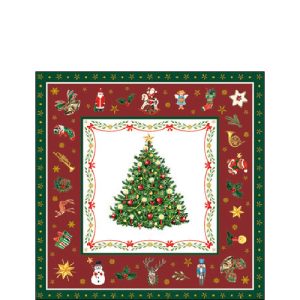 Cocktailservietten Weihnachtsbaum rot – Christmas evergreen red FSC Mix