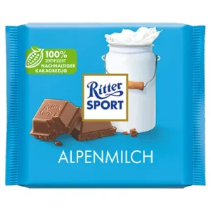 Ritter Sport, Tafelschokolade, Alpenmilch, 250 g Packung
