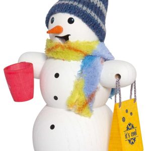 Schneemann mit Glühweintasse, Räucherfigur