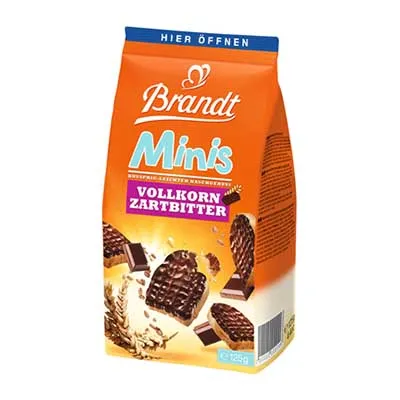 Brandt, Mini Zwieback, Vollkorn-Zartbitter, 125 g Packung