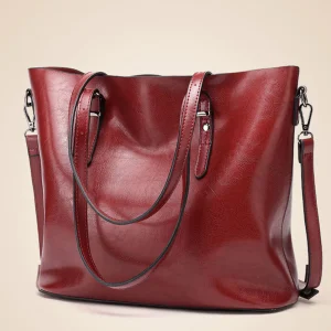 AnBeck Damen Handtasche Leder Umhängetasche (Rot)