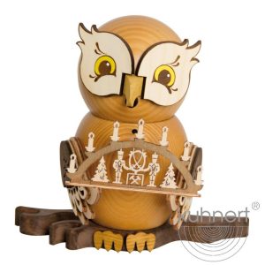 Räuchermann Eule mit Schwibbogen