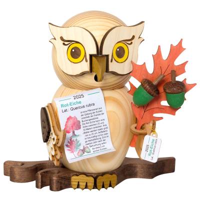 Räucherfigur Eule Jahreseule 2025 Rot-Eiche – Neuheit 2025