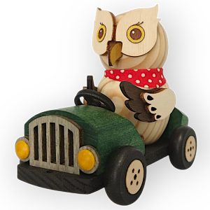 Holzfigur Mini-Eule im Flitzer, grün