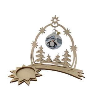 Teelichthalter Komet mit Himmelstor, Pinguin