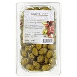 Gustamore, Große grüne Oliven ohne Stein, 800 g Packung