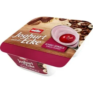 Müller Joghurt mit der Ecke, Kirsch-Joghurt mit SchokoCringles, 3,8 % Fett, 150 g Becher