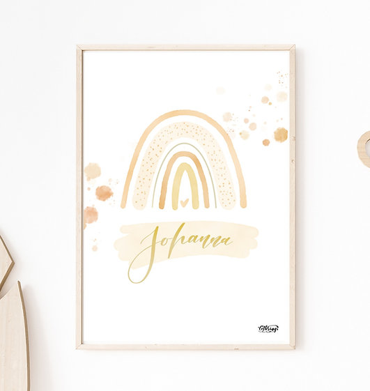 Poster Regenbogen “yellow” DIN A4 – mit weißem Rahmen