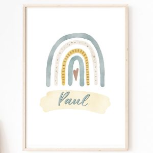 Poster Regenbogen “nude greenblue” DIN A4 – mit schwarzen Rahmen