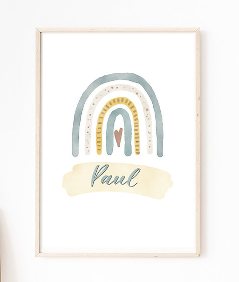 Poster Regenbogen “nude greenblue” DIN A4 – mit schwarzen Rahmen