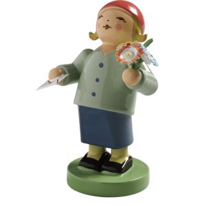 Gratulant mit Brief und Blumen