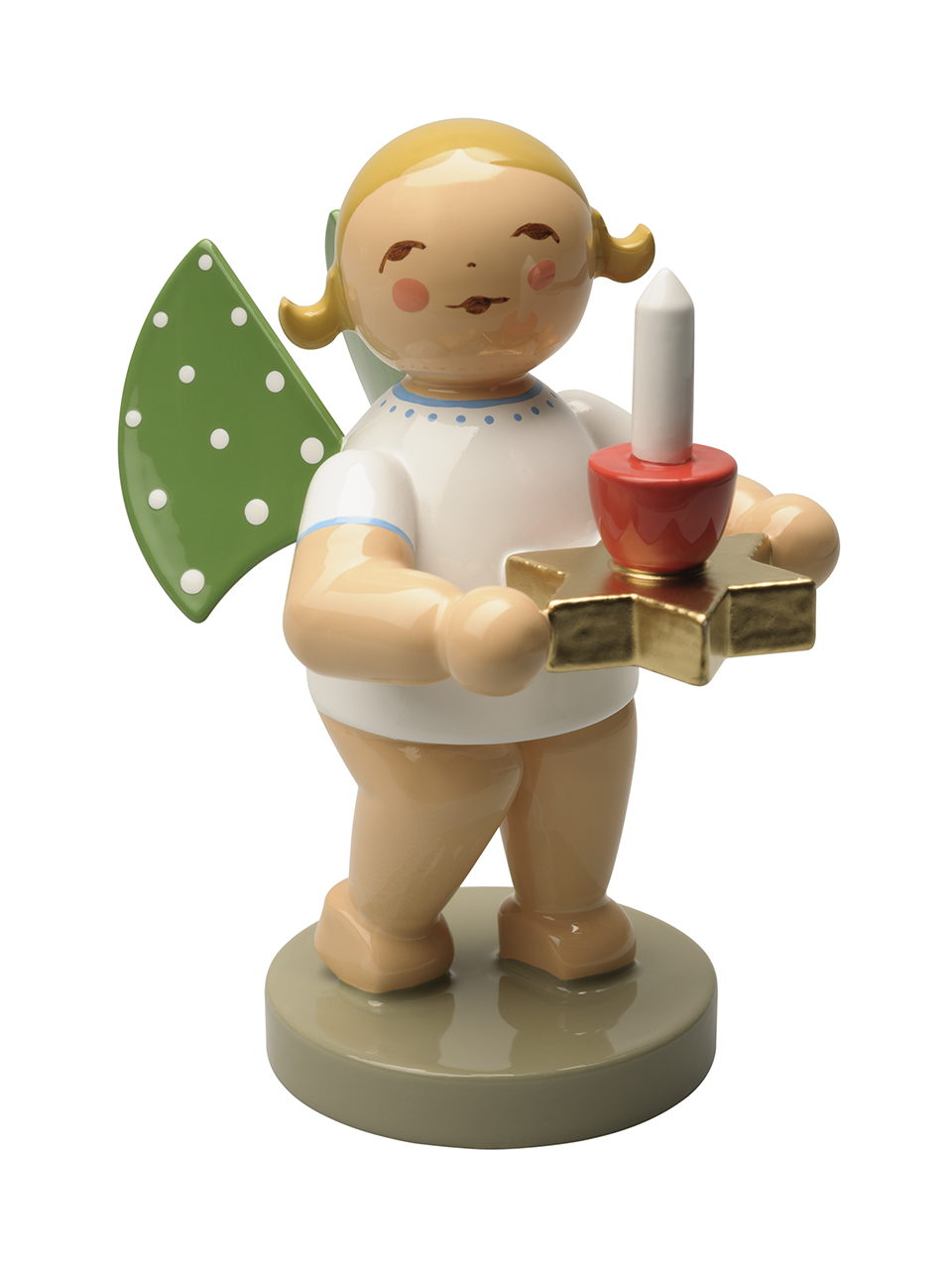 Engel mit Sterntülle und Kerze, rot