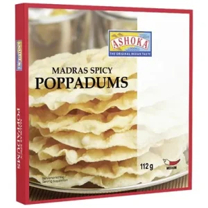 Ashoka, Poppadamus, Madras, gewürzt, 112 g Faltschachtel
