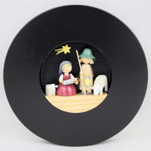 Figurenbild „Heilige Familie“, Rahmen grün