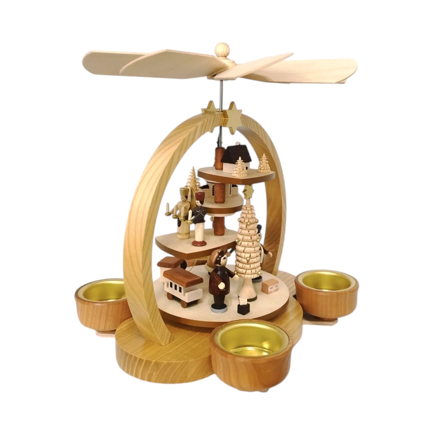 Teelichtstufenpyramide Weihnachtsmann, natur – Bild 4