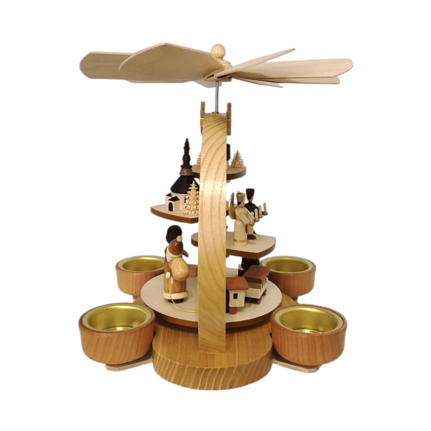 Teelichtstufenpyramide Weihnachtsmann, natur – Bild 2