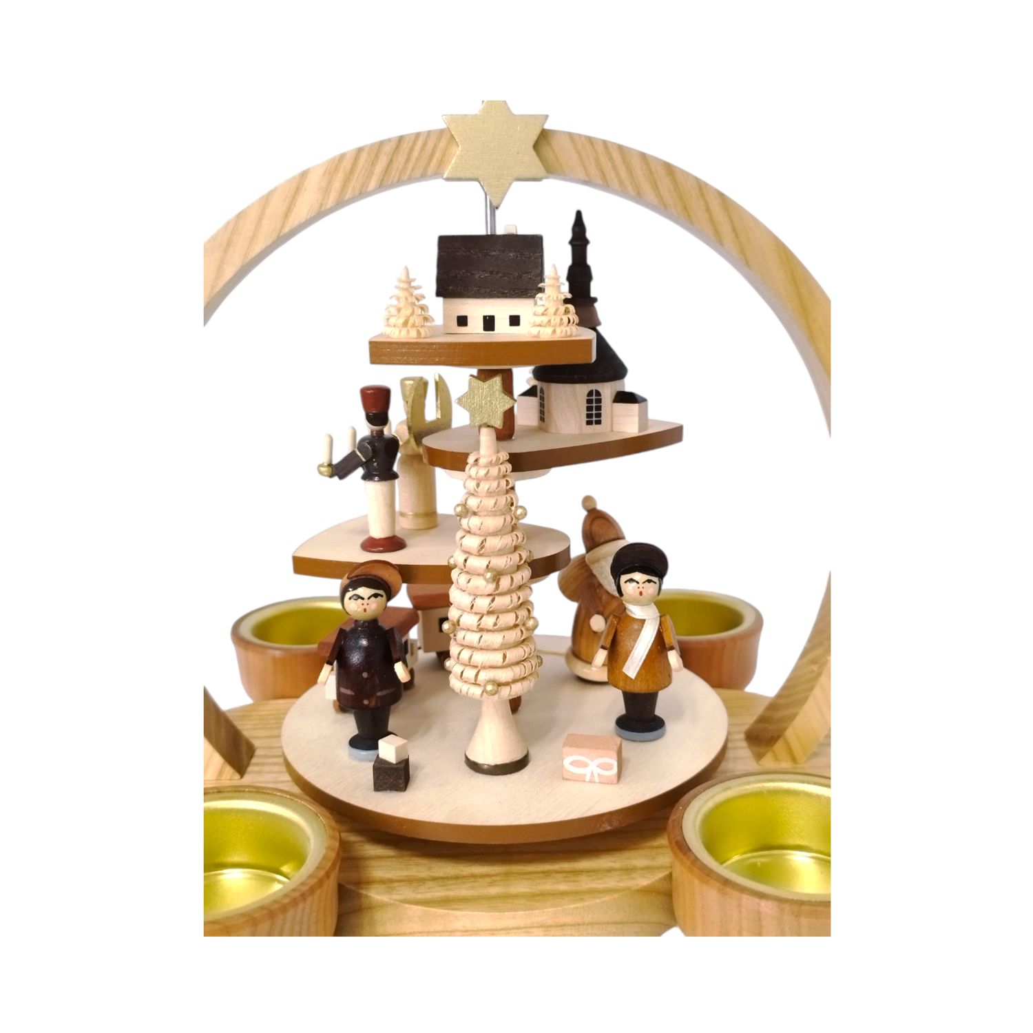 Teelichtstufenpyramide Weihnachtsmann, natur – Bild 5