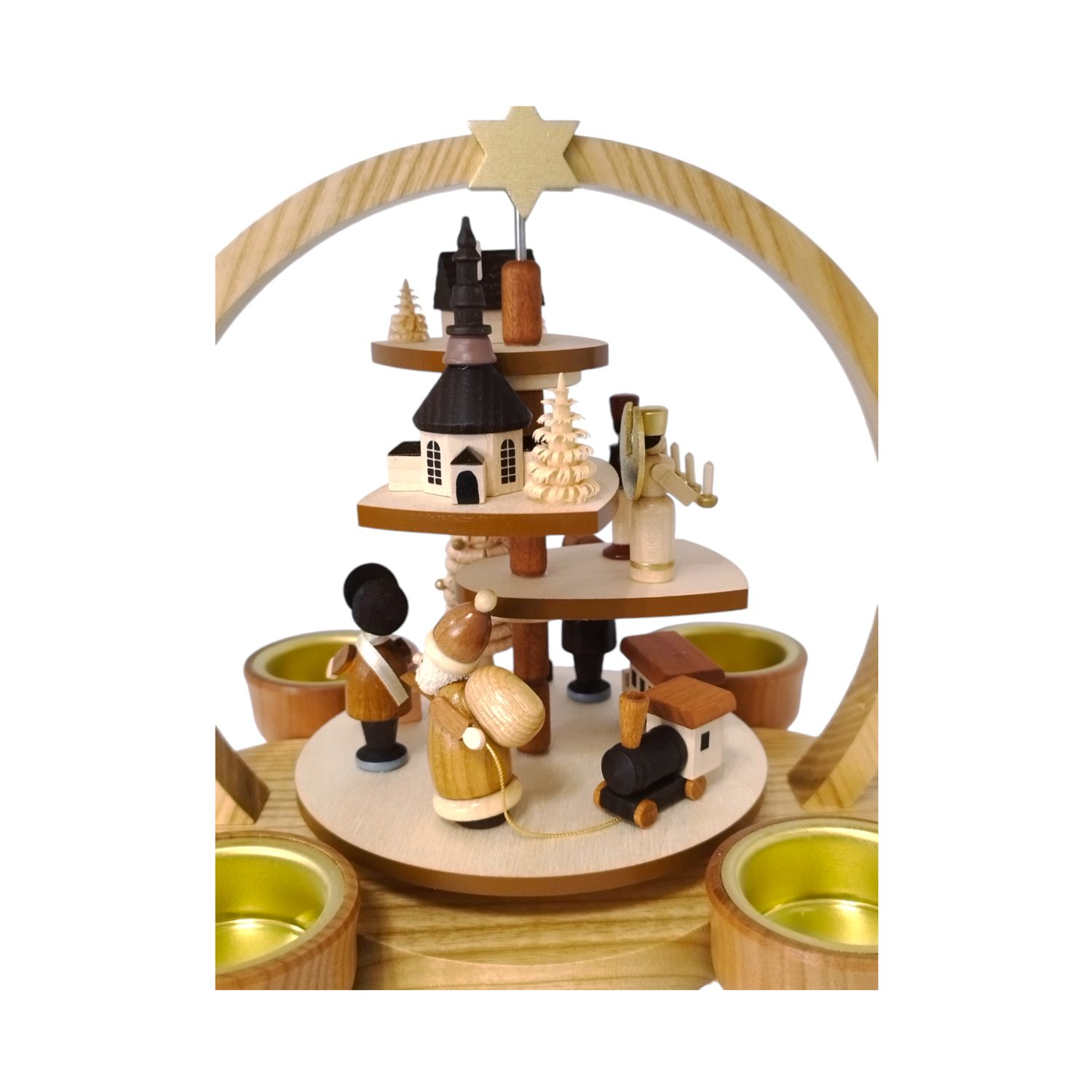 Teelichtstufenpyramide Weihnachtsmann, natur – Bild 3