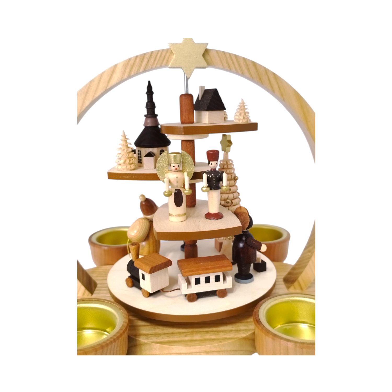 Teelichtstufenpyramide Weihnachtsmann, natur – Bild 6