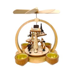 Teelichtstufenpyramide Weihnachtsmann, natur