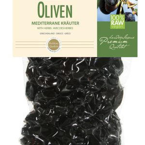 Schwarze, reife Oliven, von Hand selektiert, luftgetrocknet, ohne zusätzliche Fl