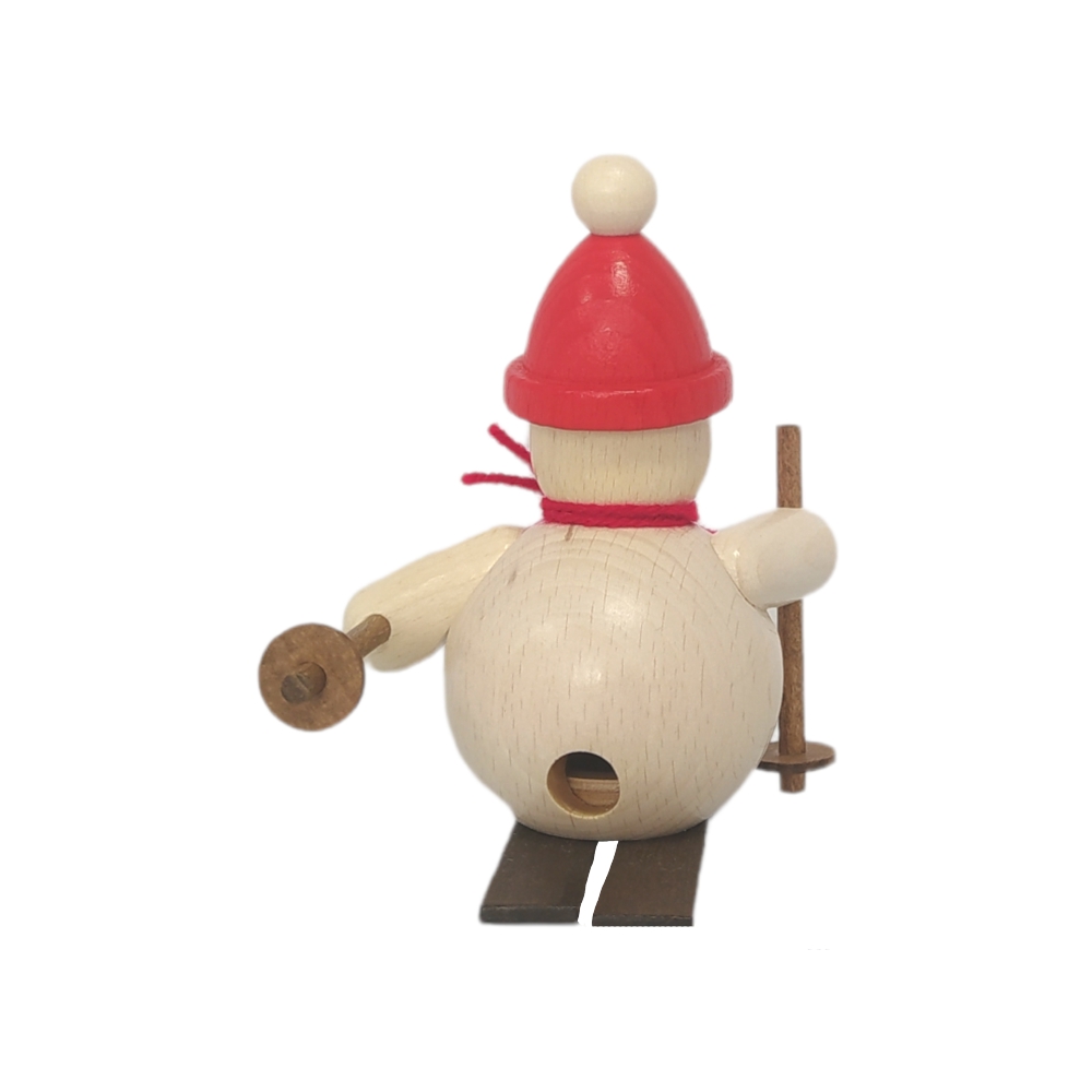 Räuchermann Schneemann auf Ski, rot – Bild 3