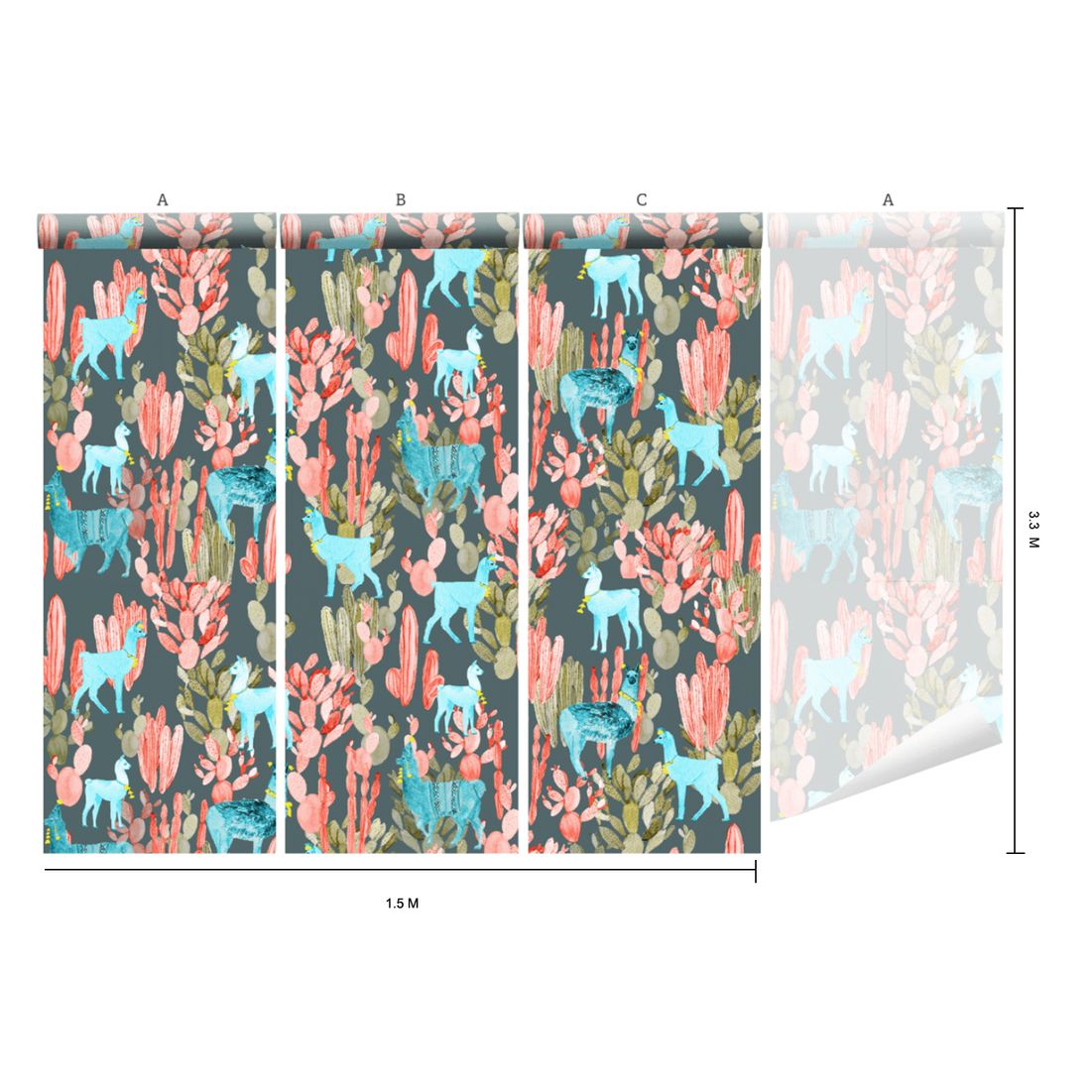 Tapete Altiplano, Lamas Coral on Dark Green – Bild 3