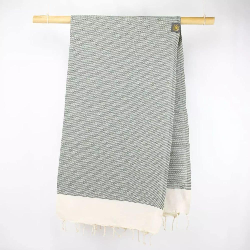 Tuch *Fouta* Hamamtuch Feine Linien, Tropical Forest 200x100cm – Bild 3