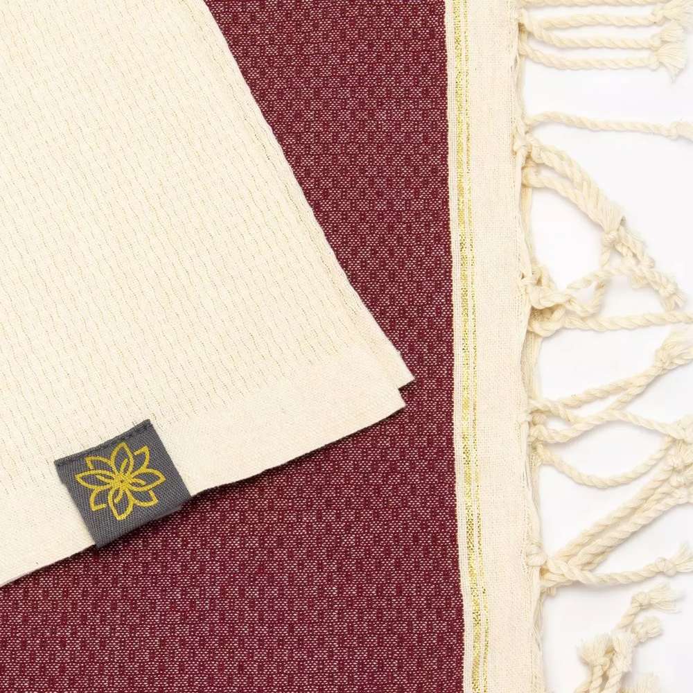 Tuch *Fouta* Hamamtuch Wabenmuster, Dark Cherry *Special Edition* 200x100cm – Bild 3