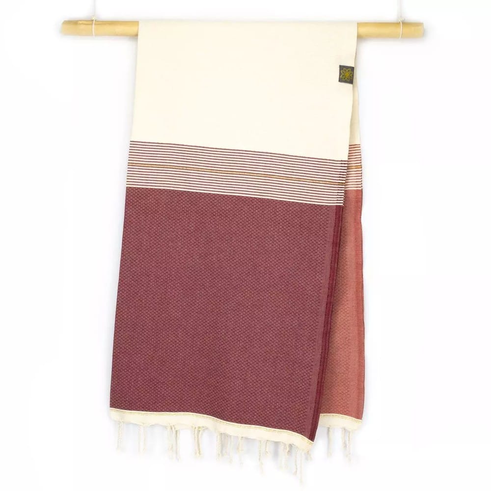 Tuch *Fouta* Hamamtuch Wabenmuster, Dark Cherry *Special Edition* 200x100cm – Bild 4