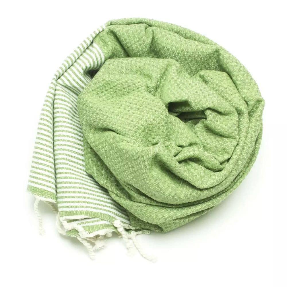 Tuch *Fouta* Hamamtuch Wabenmuster, Fresh Grass 200x100cm – Bild 2