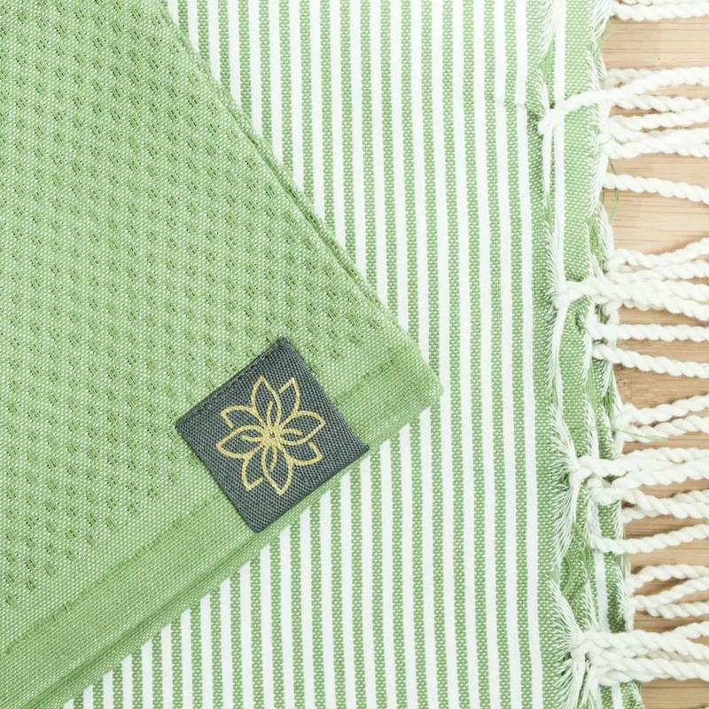 Tuch *Fouta* Hamamtuch Wabenmuster, Fresh Grass 200x100cm – Bild 3